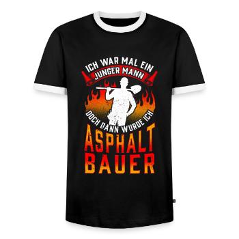 Asphaltbauer war mal jung Straßenbauer - Männer Kontrast-T-Shirt - Schwarz/Weiß - Vorne - AI Model Female 172 light (172cm) & AI Model Male 178 light (178cm)