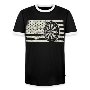 Retro dartboard Dartboard 180 for darts players - Men's Ringer Shirt - black/white - Front - AI Model Female 172 light (172cm) & AI Model Male 178 light (178cm)