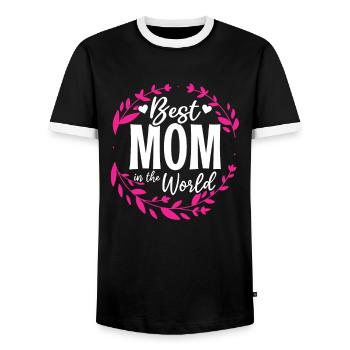 Pour la meilleure maman du monde! Pour la fête des mères - T-shirt contrasté Homme - noir/blanc - Devant - AI Model Female 172 light (172cm) & AI Model Male 178 light (178cm)
