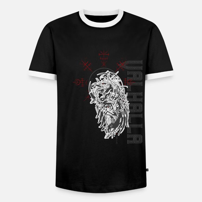 Celtic Vikinger Vegvisir compass Vikings - Men's Ringer Shirt - black/white