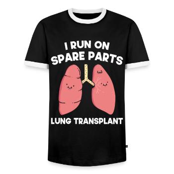 Lung transplant survived funny things - Men's Ringer Shirt - black/white - Front - AI Model Female 172 light (172cm) & AI Model Male 178 light (178cm)
