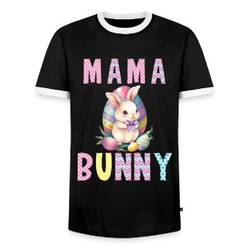 Easter Bunny Mama Rabbit Easter Mother Rabbit - Men's Ringer Shirt - black/white - Front - AI Model Female 172 light (172cm) & AI Model Male 178 light (178cm)