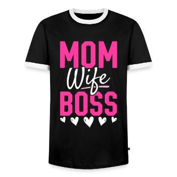 Pour la meilleure maman du monde! Pour la fête des mères - T-shirt contrasté Homme - noir/blanc - Devant - AI Model Female 172 light (172cm) & AI Model Male 178 light (178cm)