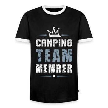 Camping Team - Männer Kontrast-T-Shirt - Schwarz/Weiß - Vorne - AI Model Female 172 light (172cm) & AI Model Male 178 light (178cm)