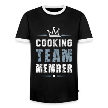 Cooking Team - Men's Ringer Shirt - black/white - Front - AI Model Female 172 light (172cm) & AI Model Male 178 light (178cm)