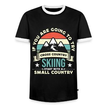 Cross Country Skiing If You Are Going To Try Ski - Men's Ringer Shirt - black/white - Front - AI Model Female 172 light (172cm) & AI Model Male 178 light (178cm)
