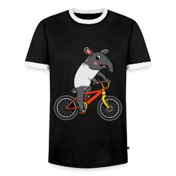 Tapir Bike Riding Bike Gift Kids Tapir - Men's Ringer Shirt - black/white - Front - AI Model Female 172 light (172cm) & AI Model Male 178 light (178cm)