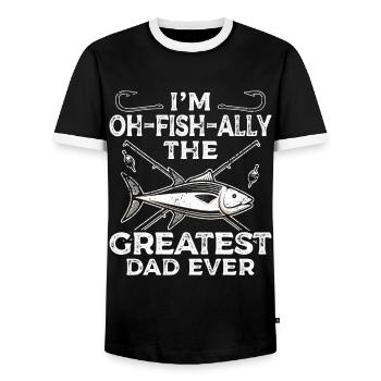 I'm oh-fish-ally the biggest dad fishing - Men's Ringer Shirt - black/white - Front - AI Model Female 172 light (172cm) & AI Model Male 178 light (178cm)