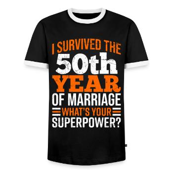 50 ans de mariage survivent aux noces d’or - T-shirt contrasté Homme - noir/blanc - Devant - AI Model Female 172 light (172cm) & AI Model Male 178 light (178cm)