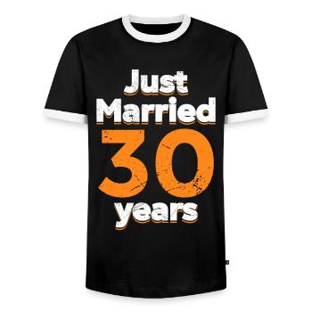 Just married 30 Years 30. Hochzeitstag - Männer Kontrast-T-Shirt - Schwarz/Weiß - Vorne - AI Model Female 172 light (172cm) & AI Model Male 178 light (178cm)