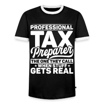 Steuersaison Cpa Buchhalter Geschenk Steuertag - Männer Kontrast-T-Shirt - Schwarz/Weiß - Vorne - AI Model Female 172 light (172cm) & AI Model Male 178 light (178cm)