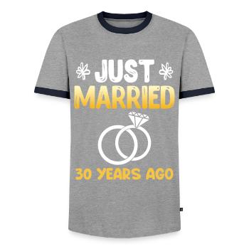 Vient de se marier 30 ans 30e anniversaire de mariage - T-shirt contrasté Homme - gris/marine  - Devant - AI Model Female 172 light (172cm) & AI Model Male 178 light (178cm)