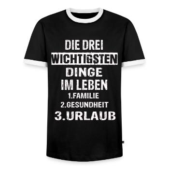 Urlaub - Männer Kontrast-T-Shirt - Schwarz/Weiß - Vorne - AI Model Female 172 light (172cm) & AI Model Male 178 light (178cm)