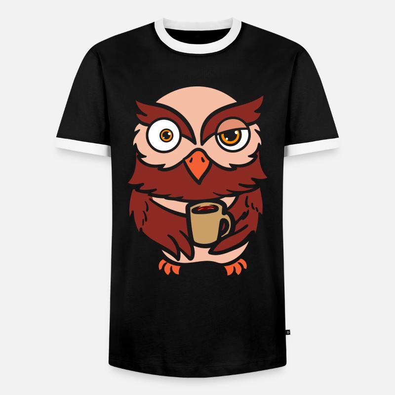 Tier Kaffee Eulenflüsterer - Männer Kontrast-T-Shirt - Schwarz/Weiß