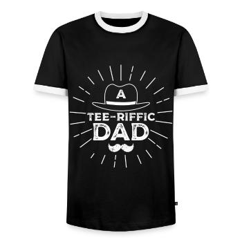 A Tee-riffic Dad Men's Hat Decor Proud - Men's Ringer Shirt - black/white - Front - AI Model Female 172 light (172cm) & AI Model Male 178 light (178cm)