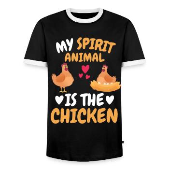 My Spiritual Animal Farmer Animal Gift Chicken - Men's Ringer Shirt - black/white - Front - AI Model Female 172 light (172cm) & AI Model Male 178 light (178cm)