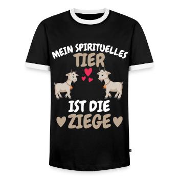Bauernhof Tier Spirituelles Tier Geschenk Ziege - Männer Kontrast-T-Shirt - Schwarz/Weiß - Vorne - AI Model Female 172 light (172cm) & AI Model Male 178 light (178cm)