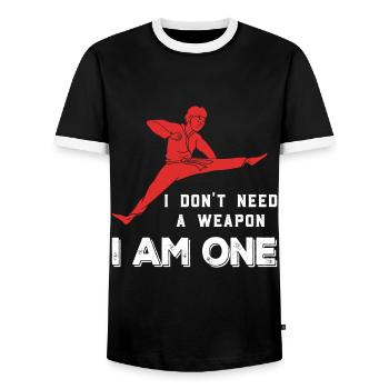 Karate Kung Kampfsport Kickboxen Judo Fu Geschenk - Männer Kontrast-T-Shirt - Schwarz/Weiß - Vorne - AI Model Female 172 light (172cm) & AI Model Male 178 light (178cm)