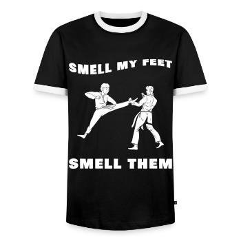 karaté - T-shirt contrasté Homme - noir/blanc - Devant - AI Model Female 172 light (172cm) & AI Model Male 178 light (178cm)