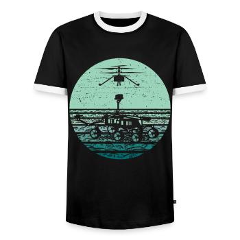Planet Stars Moon Galaxy - Men's Ringer Shirt - black/white - Front - AI Model Female 172 light (172cm) & AI Model Male 178 light (178cm)