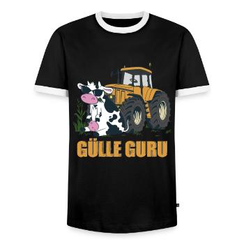 Gülle Guru - Männer Kontrast-T-Shirt - Schwarz/Weiß - Vorne - AI Model Female 172 light (172cm) & AI Model Male 178 light (178cm)