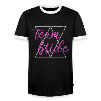 team bride Team Bride - Men's Ringer Shirt - black/white - Front - AI Model Female 172 light (172cm) & AI Model Male 178 light (178cm)