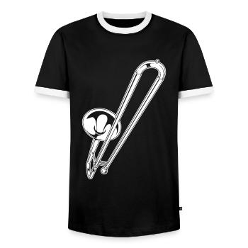 Spielmannszug Trombone Instrument - Men's Ringer Shirt - black/white - Front - AI Model Female 172 light (172cm) & AI Model Male 178 light (178cm)