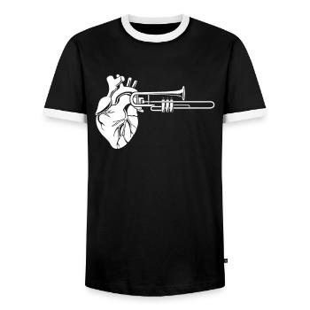 Spielmannszug Trombone Herz - Men's Ringer Shirt - black/white - Front - AI Model Female 172 light (172cm) & AI Model Male 178 light (178cm)