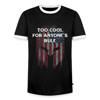Trop cool pour que quiconque gouverne les États-Unis sarcastiques américains - T-shirt contrasté Homme - noir/blanc - Devant - AI Model Female 172 light (172cm) & AI Model Male 178 light (178cm)