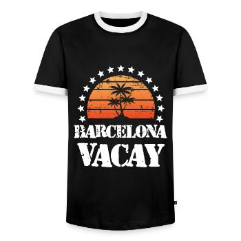 Tourisme Barcelone - T-shirt contrasté Homme - noir/blanc - Devant - AI Model Female 172 light (172cm) & AI Model Male 178 light (178cm)