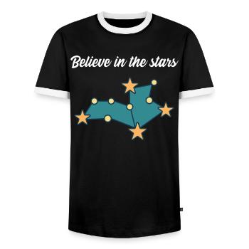 Croire aux étoiles - Horoscope astrologique - T-shirt contrasté Homme - noir/blanc - Devant - AI Model Female 172 light (172cm) & AI Model Male 178 light (178cm)