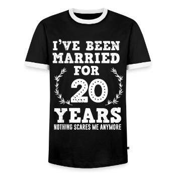 20 years married 20th wedding anniversary - Men's Ringer Shirt - black/white - Front - AI Model Female 172 light (172cm) & AI Model Male 178 light (178cm)