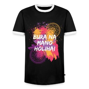 Bura Na Mano Holihai Holi Festival - Männer Kontrast-T-Shirt - Schwarz/Weiß - Vorne - AI Model Female 172 light (172cm) & AI Model Male 178 light (178cm)