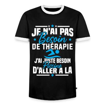 J'ai juste besoin d'aller à la piscine - T-shirt contrasté Homme - noir/blanc - Devant - AI Model Female 172 light (172cm) & AI Model Male 178 light (178cm)