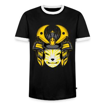 Kitsun Vaporwave Japonais Kami Vaporwave Kitsune - T-shirt contrasté Homme - noir/blanc - Devant - AI Model Female 172 light (172cm) & AI Model Male 178 light (178cm)