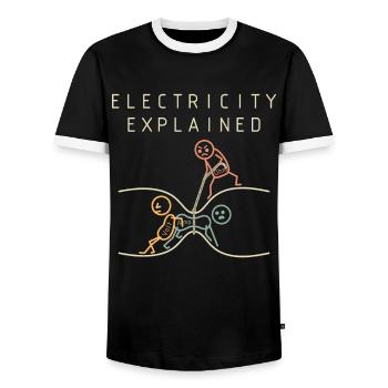 Elektrizität Erklärt Physik - Männer Kontrast-T-Shirt - Schwarz/Weiß - Vorne - AI Model Female 172 light (172cm) & AI Model Male 178 light (178cm)