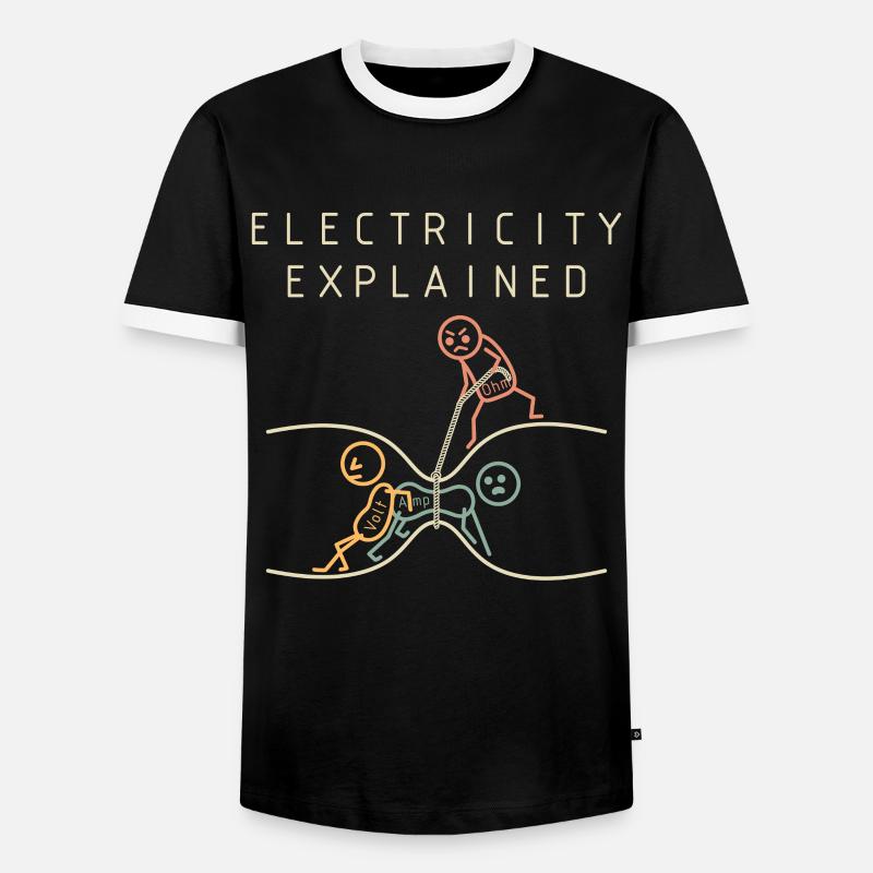 Electricity explains physics - Men's Ringer Shirt - black/white