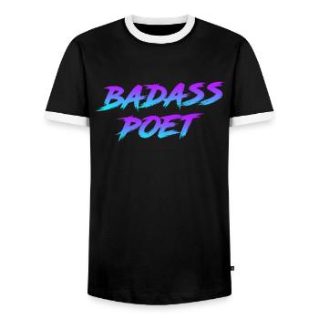 Poesie Bad-Ass Poet und Poetin Gedichte Lyrik - Männer Kontrast-T-Shirt - Schwarz/Weiß - Vorne - AI Model Female 172 light (172cm) & AI Model Male 178 light (178cm)