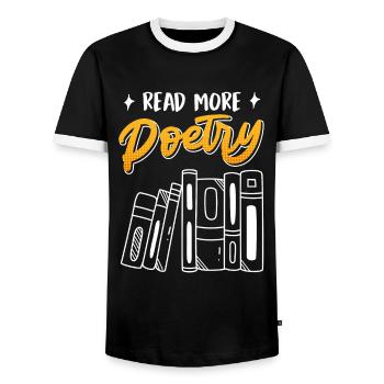 Read more Poetry Gedichte Poeten Buchfreund - Männer Kontrast-T-Shirt - Schwarz/Weiß - Vorne - AI Model Female 172 light (172cm) & AI Model Male 178 light (178cm)