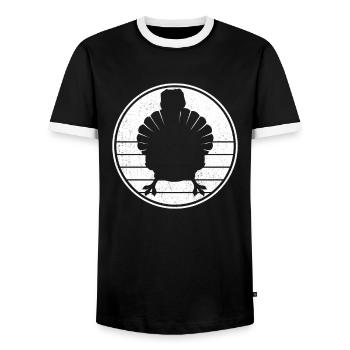 Thanksgiving - Men's Ringer Shirt - black/white - Front - AI Model Female 172 light (172cm) & AI Model Male 178 light (178cm)