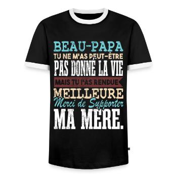 Drôle Beau Papa Fête Des Pères - T-shirt contrasté Homme - noir/blanc - Devant - AI Model Female 172 light (172cm) & AI Model Male 178 light (178cm)