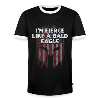 Je suis féroce comme un pygargue à tête blanche fier américain - T-shirt contrasté Homme - noir/blanc - Devant - AI Model Female 172 light (172cm) & AI Model Male 178 light (178cm)