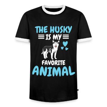 Favorite Animal Dogs Animal Funny Gift Husky - Men's Ringer Shirt - black/white - Front - AI Model Female 172 light (172cm) & AI Model Male 178 light (178cm)