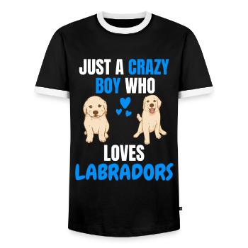Verrückter Junge Hunde Lustiges Geschenk Labrador - Männer Kontrast-T-Shirt - Schwarz/Weiß - Vorne - AI Model Female 172 light (172cm) & AI Model Male 178 light (178cm)