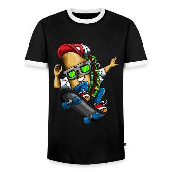 Taco Skateboard Skater Skating Dinco de Mayo - Männer Kontrast-T-Shirt - Schwarz/Weiß - Vorne - AI Model Female 172 light (172cm) & AI Model Male 178 light (178cm)