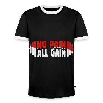 Gym Training Design for Low Impact Workout - Men's Ringer Shirt - black/white - Front - AI Model Female 172 light (172cm) & AI Model Male 178 light (178cm)