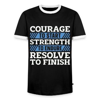 Courage de course de fond pour commencer un coureur XC - T-shirt contrasté Homme - noir/blanc - Devant - AI Model Female 172 light (172cm) & AI Model Male 178 light (178cm)