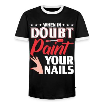 Nail Polish Nail Design Manicure Nail Studio Nails - Men's Ringer Shirt - black/white - Front - AI Model Female 172 light (172cm) & AI Model Male 178 light (178cm)