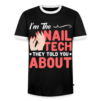Vernis à ongles Nail Design Manucure Nail Studio Nails - T-shirt contrasté Homme - noir/blanc - Devant - AI Model Female 172 light (172cm) & AI Model Male 178 light (178cm)