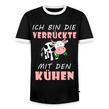 Kuhliebhaber Geschenke lustiger Spruch Kuh Kühe - Männer Kontrast-T-Shirt - Schwarz/Weiß - Vorne - AI Model Female 172 light (172cm) & AI Model Male 178 light (178cm)